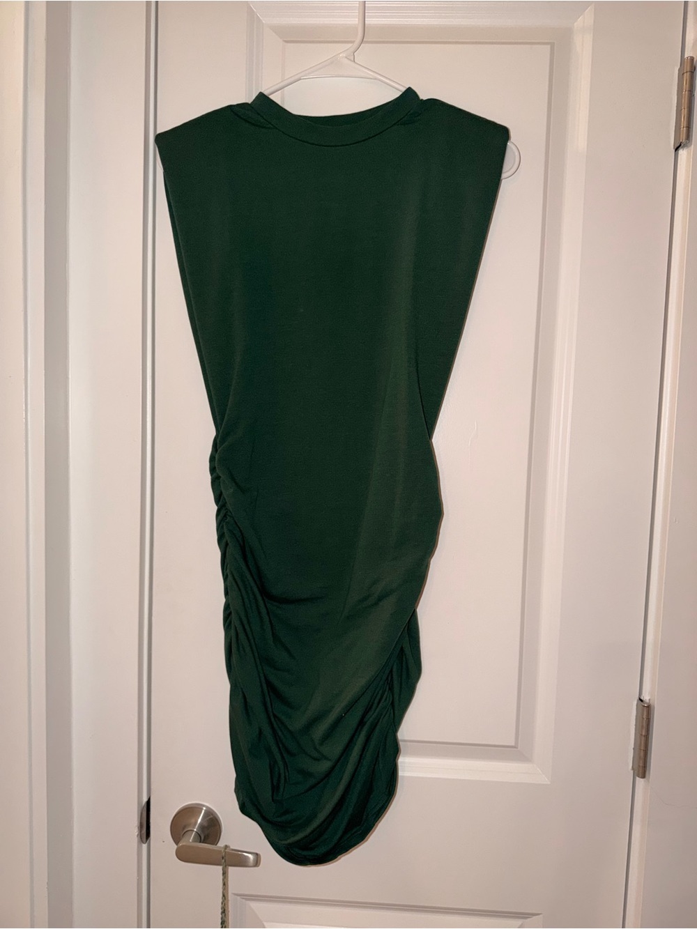 Sleeveless Ruched Midi Dress in Deep Green - Picture 1 of 5